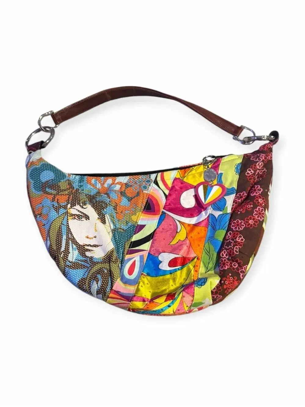 SPIRITED STYLE Happy Hobo Patchwork Pop Art Floral Shoulder Bag
